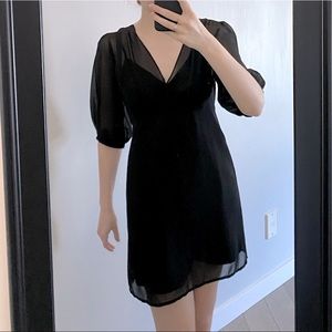 Black Slip Dress with Sheer Overdress